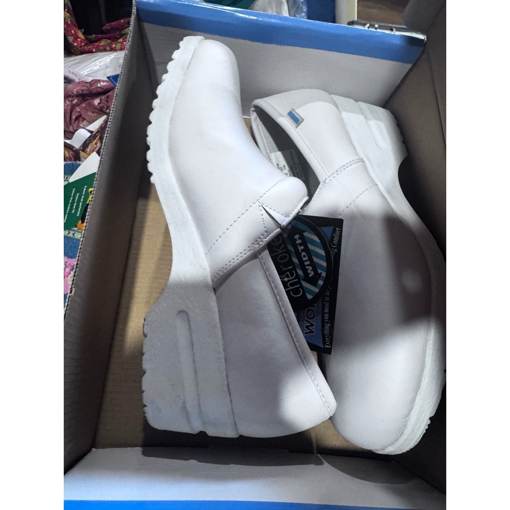 Cherokee Workwear Harmony White Leather Nursing Clogs Shoes Womens 9.5W NEW